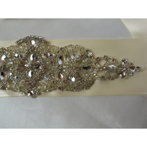 Ivory rhinestone bridal dress belt party prom formal eveningwear dress belt sash - Picture 4 of 6